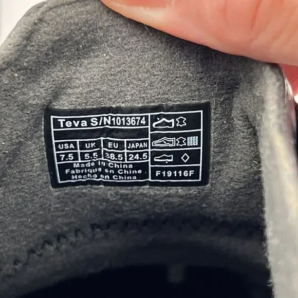 TEVA Foxy Black Leather Adjustable Slingback Mid Block Heel Clogs Women’s 7.5 - Picture 12 of 12